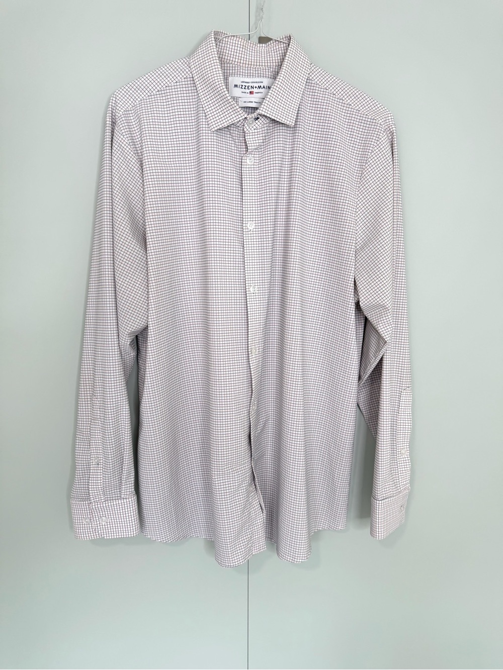 MIZZEN + MAIN Leeward Trim Fit Dress Shirt in Blush Pink Window Pane